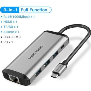 Drag Usb C Hub Type C Naar Usb 3.0 Dock Station Usb C Hdmi RJ45 4K Voor Macbook Pro air Accessoires Type C 3.1 Splitter Usb Hub