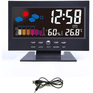 Digitale Led Backlight Aalarm Klok Temperatuur En Vochtigheid Monitor Desktop Weerstation Meter Tijd Datum Klok Voice Control