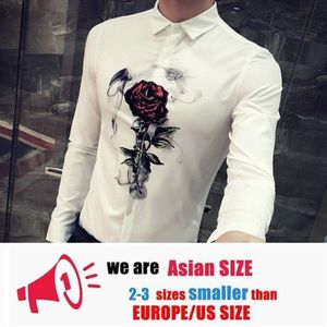 Mannen Shirt Koreaanse Slim Fit Digital Print Casual Mannen Sociale Shirts Lange Mouwen Night Club Party Shirt camisa Masculina