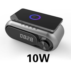 Draadloze Bluetooth Speaker Opladen Led Klok Alarm Fm Radio Tf Card Speaker Met Draadloze Oplader