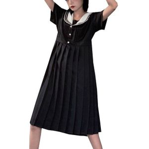 Women Girls Japanese Harajuku College Style Summer Gothic Sailor Navy Uniform School Sweet Dress Pleated Skirts Vintage Dresses