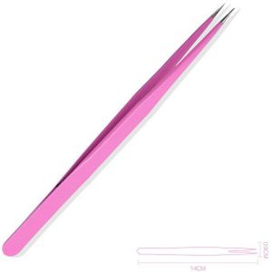 1Pc Roze Rechte/Gebogen Nail Pincet Rvs Sticker Decals Studs Kralen Steentjes Picker Nail Art Tool Eye make-Up