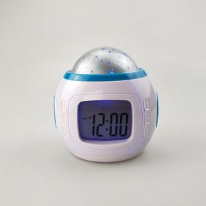 Kinderen Muziek Sterrenhemel Star Snooze Digitale Led Projector Wekker Kalender Thermometer Relogio De Mesa Despertador