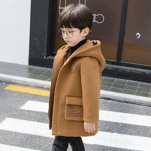 Winter Wollen Jas Voor Jongen Koreaanse Versie Verdikking Hooded Winddicht En Warm Windjack Casual Kinderkleding
