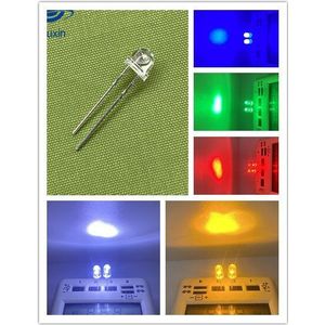 100Pcs 5Mm Diode Strohoed Wit Rood Groen Blauw Geel Paars Smd Smt Led Clear Super Heldere Brede hoek Lamp 20000mcd Lamp