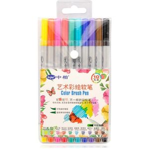 10Pcs Kleur Brush Pen Set Flexibele Soft Tip Marker Voor Tekening Belettering Kalligrafie Schilderen Liner Kunst School Supplies A6576