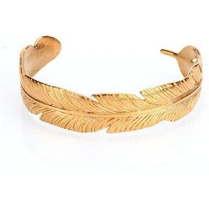 Mcllroy Charm Gold Feather Bangle Mannen Vrouwen 316L Rvs Opening Manchet Armbanden Bangles Aangepast Paar Sieraden