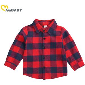 Ma & Baby 1-6Y Peuter Kid Jongens Rode Plaid Shirts Kerst Jongens Kleding Lange Mouwen Xmas Kostuums Tops