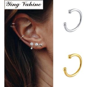 Ying Vahine 1 Pcs 100% 925 Sterling Zilver Eenvoudige Glossy Oor Manchet Clip Oorbellen Voor Vrouwen