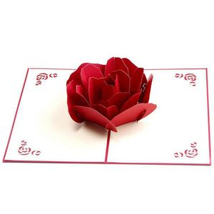 3D Rose Geknald Wenskaart Liefde Romantische Bruiloft Valentijnsdag Kaarten Party Zegen Wenskaart #1742