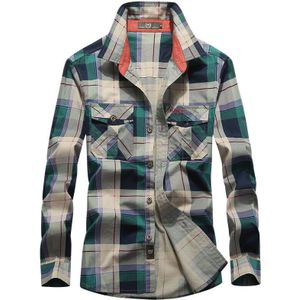 Plaid Flanel Shirt Mannen Lente Herfst Toevallige 100% Katoen Lange Mouw Streetwear Losse Shirts Camisa Masculina