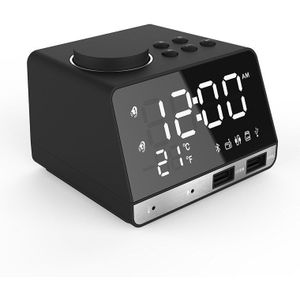 K11 Bluetooth 4.2 Radio Wekker Luidspreker Met 2 Usb-poorten LED Digitale Wekker Home Decoratie Snooze Tafel Klok