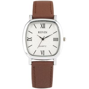 KEVIN Vierkante Quartz Horloge Paar Horloges Zachte Learher Band Romeinse Cijfers Dial Gesp Horloge voor Mannen Vrouwen Relojes Pareja