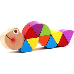 Baby Houten Speelgoed Steeds Veranderende Gekleurde Rups Vinger Dier Pop Twisted Worm Kids Educatieve Puzzel Speelgoed Voor Kinderen