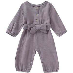 Kinderen Lente Herfst Kleding Baby Kids Jongens Meisjes Infant O-hals Effen Romper Jumpsuit Lange Mouwen Kleding Outfits 0- 24M