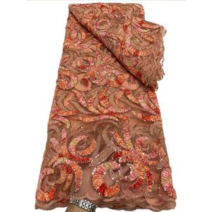 Sequin African French Net Lace Fabric 2022 Yellow Tulle Mesh Lace Bridal Nigerian Wedding Dress Lace For Woman