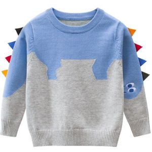 LINLING Autumn Cartoon Warm Cotton Boys Sweaters Dinosaur Pattern Boys Knitted Sweater Toddler Boy Kids Casual Pullovers P203