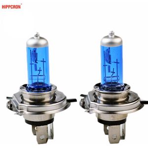 Hippcron H4 Halogeen Lamp 12V 60/55W 5000K Auto Halogeenlamp Xenon Donkerblauw Glas Super wit (2 Stuks)