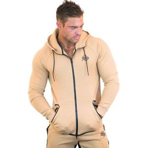 Hooded Running Jacket Voor Mannen Lange Mouw Mannelijke Herfst Winter Fitness Training Jas jas Gym 2 Kleuren Sport Jas