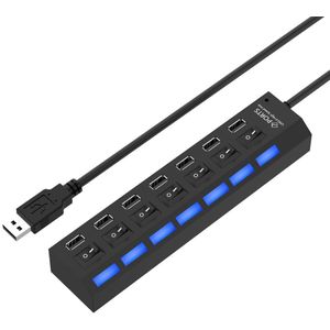 High Speed Usb Hub 2.0 480Mbps 7 Poorten Micro Hub Usb Op Uit Schakelaar Usb Splitter Adapter Voor Pc laptop Computer Usb Hub