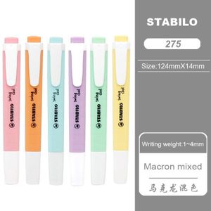 6Pcs Stabilo Kleur Markers Cool 275 Markers Macaron Kleur Markeerstift Briefpapier Voor School