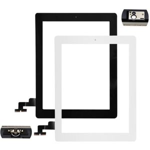Voor Ipad 2 Wit/Black Digitizer Touch Screen Voor Display Glas Montage-Inclusief Home Knop En Flex + camera Houder