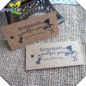 Zelfgemaakte Bruin Papier Swing Tags Met Meisje Hand Gemaakt Voor U Swing Tags Voor Handgemaakte Producten Etiketten Voor