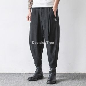 Mannen Harembroek Chinese Stijl Kung Fu Tai Wushu Broek Thuis Rechte Broek Stretch Taille Losse Lange Katoenen Linnen broek