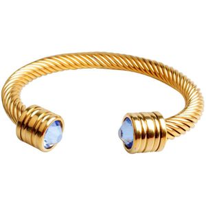 FINE4U B041 316L Rvs Manchet Armband Bangles Voor Mannen Vrouwen Twisted Open Bangle Armbanden