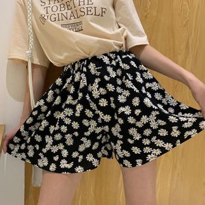 Vrouwen Vintage Bloemenprint Sexy Harajuku Losse Kawaii Ruche Geplooide Zomer Koreaanse Streetwear Elastische Taille Shorts