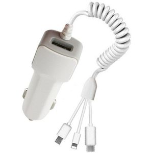 Universele Autolader Met 3 In 1 Usb-kabel Mobiele Telefoon Voor Ios Auto-Oplader Micro Usb Type C lading Auto Accessoires