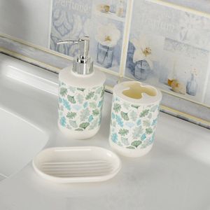 Set Van 3 Plastic Printing Badkamer Accessoires Set Zeepdispenser Tandenborstelhouder Zeepbakje Set