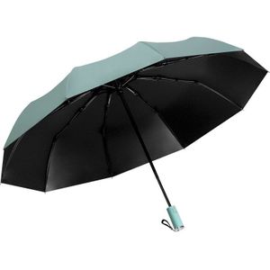 Stijlvolle 10K Automatische Parasol Drie Opvouwbare Business Paraplu Regen Voor Mannen Vrouwen Zwarte Coating Parasol Met Gekleurde Handvat