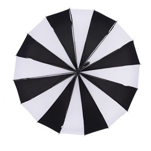 Mannen Zwart-wit Gestreepte Pagode Paraplu 16 Botten Rechte Lange Handvat Paraplu Vrouwen Creatieve Zonnig En Regen Paraplu