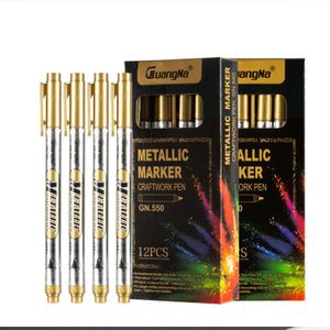 12 kleuren Set Mitsubisi GN Posca Pc 2.8mm Verf Permanente Sharpie Metalic Marker waterbasis Pennen Graffiti CD glas Goud Zilver