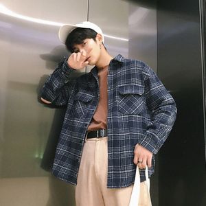 Plaid Shirts Mannen Casual Plus Size Vintage Streetwear Mannen Shirt Lange Mouw Herfst Koreaanse Mode Man Blouse Button Retro