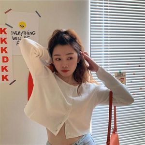 Koreaanse Stijl O-hals Korte Gebreide Truien Vrouwen Dunne Vest Mode Mouw Zon Bescherming Crop Top Ropa Mujer