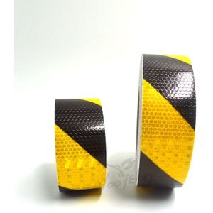 5CMX10M Geel/Zwart Dual Kleur Zelfklevend Waarschuwing Tape Met Hoge Zichtbaarheid