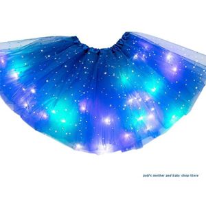 67JC Kids Meisjes Led Light Up Glitter Ster Pailletten Ballet Dans Tule Tutu Rok 3-12T