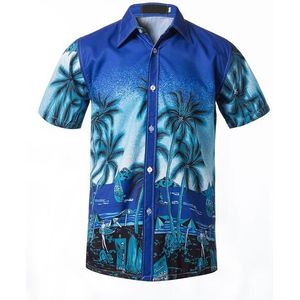 Zomer Heren Korte Mouw Beach Hawaiian Shirts Katoen Casual Bloemen Shirts Reguliere Plus Size 3XL Heren kleding Mode