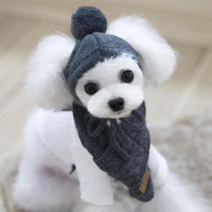 Hoed Voor Honden Winter Warm Stripes Gebreide Muts + Sjaal Kraag Puppy Teddy Kostuum Kerst Kleding Santa Hond Kostuum Chihuahua