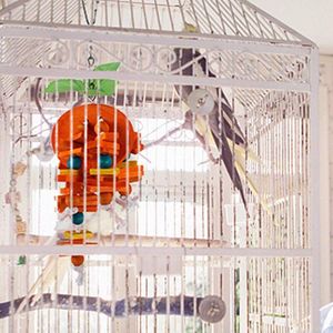 2 Pack Natuurlijke Houten Blok Papegaai Kauwen Speelgoed-Oranje & Apple Vormige Opknoping Kooi Kauwen Foerageren Speelgoed Voor Eclectus parkieten Parkiet