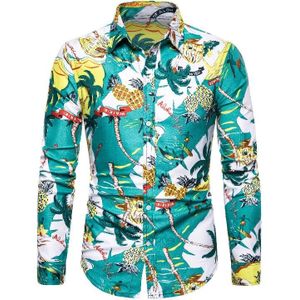 Sociale Shirt voor Mannen Bloemen Lange mouwen Casual Blouse Mannen Bloemen Hawaiian Shirt Dress Slim fit Zomer