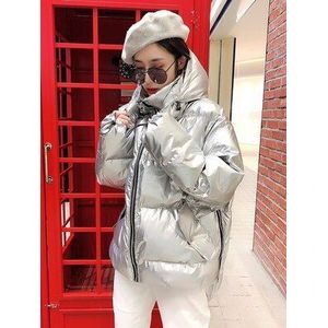 Glossy Katoenen Jas Vrouwen Winter Warm Parka Losse Plus Size Uitloper Vrouwelijke Down Jassen Vrouwen Hooded Jas overjas