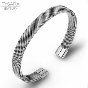 Fysara 361L Rvs Cable Polsband Armband Voor Vrouwen Mannen Lover Charm Manchet Armbanden Zwart Punk Sieraden