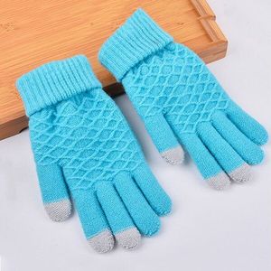 mode winter warm vogue solid gebreide volledige vinger handschoenen wanten voor smart telefoon happybuy
