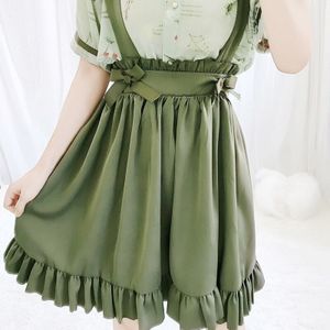 Strap Lolita Jurken Zoete Ruches Lolis Japanse Kawaii Lo Top Shirt Korte Mouw Lolita Tops Jurk Sets Planten Print Jurken