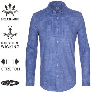 EAGEGOF Lange mouw Golf kleding Mannelijke Dress Shirt voor Business Social Turn-down Kraag sneldrogende sport Stof shirts