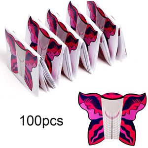 100 stuks nagelvormen voor Franse nagels tips verlenging, UV gel gebouw zelfklevende papieren mallen stencil