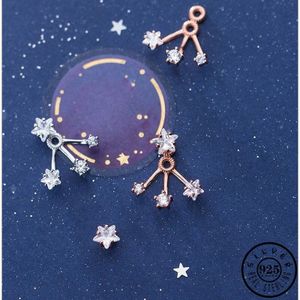 925 Sterling Zilver Zirconia Ster Vorm Rose Goud Plated Oor Oorbellen Jassen Kerst Sieraden Voor Vrouwen